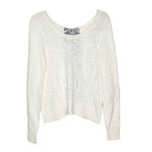 Derek Lam 10 Crosby Women’s White Open Tie Back Blue Ribbon Sweater Size Medium